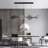 Pendant Lamps Nordic Minimalist Art Fishbone Led Chandelier Living Room Dining Home Decoration Bar Loft Lighting Fixtures