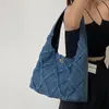 Borse da sera Design in denim Borse da donna Tote Borse da donna in stoffa di moda Borsa da viaggio sotto le ascelle di grande capacità Nappa femminile Spalla blu 230203