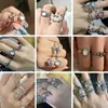 Solitaire Ring opal oregelbunden natursten med vit estetisk egirl ihålig s för kvinnor y2k trendiga kreativa finger smycken y2302