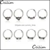 Hoop Huggie Punk Vintage Circle ￶rh￤ngen Kvinnlig knuten Ancient Sier Round Ear Ring For Women M￤n grossist smycken Drop Delivery Otzrg