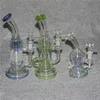 Rainbow Green Blue 3 Styles Hookahs Glass Bong Oil Dab Rigs Female Joint 14.5mm Heady Recycler Bubblers Bowl Ash Catcher
