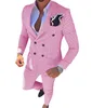 Costumes pour hommes Blazers 2 pièces Business Double boutonnage Coupe régulière Revers cranté Plaid Laine Tuxedos de bal pour mariage BlazerPants 230203