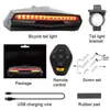 Lights Wireless Remote Control Cykel TAILLight USB Laddningsbar cykel bakre lampa Turn Signalsäkerhet VARNING CYCKNING Ljus 0202