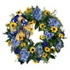 Couronnes de fleurs décoratives Drapeau ukrainien Tournesol Porte d'entrée Guirlande Couronne de 20 pouces Décor de printemps Ornement festif SpringDecorative