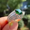 Bague Solitaire de luxe de haute qualité vert CZ femmes mariage Vintage anniversaire fête Greful dame bijoux cadeau romantique nouveau Y2302