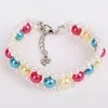 Colliers de chien colorés à la mode, 3 rangées de fausses perles, collier Portable accrocheur pour mariage