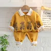 Clothing Sets Autumn and spring cartoon twopiece childrens baby boy clothes Korean version cute toddler girls sportsw 230203