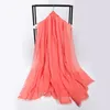 Scarves Women Plain Bubble Voile Chiffon Scarf Hijab Wrap Solid Color Shawls Headband Muslim Femme Foulard Stole Tassel