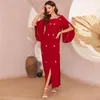 Etnische kleding moslimjurk mode open rode islamitische kaftan abayas voor vrouwen Dubai 2023 Turkije ramadan abaya femme islam abayat