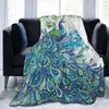 Blankets Peacock And Vintage Botanical Flannel Fleece Blanket Ultra Soft Cozy Warm Throw Lightweight Microfleece For Home