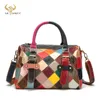 Akşam çantaları 2023 renkli doğal deri lüks bayanlar patchwork büyük çanta çanta omuz çantası kadın tasarımcısı tote b216
