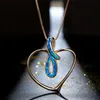 Pendentif Colliers Mignon Femme Amour Coeur Collier Rose Or Argent Couleur Chaîne Charme Blanc Bleu Opale Infinity Pour FemmesPendentif