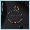 Link Chain Handmade Rainbow Bar Bracelet Crystal Girls Zircon Charm Adjustable Tennis Jewelry For Women Friendship Drop Delivery Bra Otz34