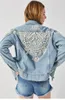 Women's Jackets 2023 Pearls Embellished Denim Jacket Women Vintage Coat Bead Embroidery Autumn Winter Outwear Boho Casual Basic