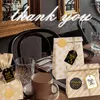 Present Wrap 5st Kraft Paper Bags With Stickers Tack Merci Candy Box Packaging Wedding Birthday Party Favors Packing Supplies