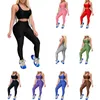 Ensembles actifs grande taille mode femmes 2 pièces tenues de yoga sans manches texturé croix bandage Sport soutien-gorge et taille haute Leggings ensemble