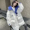 Trench-coats pour femmes Manteau en coton à double face pour femmes Vêtements longs d'hiver Femme Coréenne Lâche Veste matelassée Casual Couple