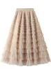 Юбки Ohryiyie с твердым цветом Tulle Tulle Gohemian Women удлиняют Boho Long Maxi Женская осень зимняя вечеринка 230202