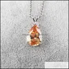 H￤nge halsband mode zirkon stenhalsband smycken kristall zirconteardrop lila rosa gr￶nt f￶r kvinnor design droppleverans penda otk0x