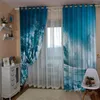 Cortina personalizada de cualquier tamaño, cortinas azules Po, ondas, ventana opaca de lujo 3D para sala de estar y dormitorio