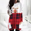 Women's T Shirts Christmas Color Block Dress For Women Long Sleeve Pullover Tops Sweatshirt Plaid Print Oversized Women's Shirt Medium