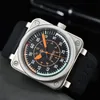 2023 Armbanduhren Herren Automatische mechanische Uhr Glocke Braunes Leder Schwarz Gummi Ross Armbanduhren Multifunktions Sechs Stiche vv03