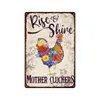 Oeufs frais en métal signe en étain ferme boutique café français lait maison décoration murale Vintage poulet affiche plaques en étain Happy Chicken rétro Plaque poulet affiche décor taille 30X20 CM w01