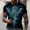 Hip Hop Sportwear Punk Casual Loose Track Automne Hommes Cool Print Wolf 3d T-shirt 001