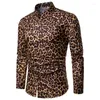 Mäns casual skjortor 2023 Spring Men's Leopard tryck långärmad skjorta herr cardigan smal streetwear us size