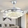 Ceiling Fans Nordic Luxury Invisible Fan Lamp Simple Modern Silver Home Decor Living Dining Room Crystal LED Lights