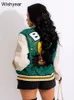 Womens Jackets Chic Racing Bomber Patchwork Coat Varsity Baseball Letterman Winter Clothes Women Cyped Cyber ​​Y2K Streetwear Wholesale 230203