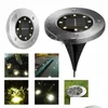 Luzes solares do jardim LEDSTAR 8 LEDS Luz ￠ prova d'￡gua alimentada para casa Jun￧￣o de garagem de garagem da estrada da estrada da estrada Ground Ground Drop Drop Light Dhinq