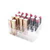 Förvaringslådor Makeup Organizer Box Transparent 24 Grids Akryl Lipstick Holder Display Rack Case Cosmetic Nail Polish Make Up Organizer