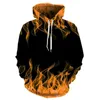 Mens Hoodies Sweatshirts Colorful Flame 3D Print Sweatshirt Menwomen Hooded Autumn and Winter Coat Clothing Funny Jacket Black Par 230203