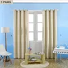 Curtain Thermal Insulated Solid Grommet Blackout Curtains Drape For Living Room (Blue 1Panel 39x98in)