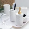 Bath Accessory Set Simple Ceramic Bathroom Five-piece Toiletry Amenities Toilet Mouthwash Cup Toothbrush Ornament