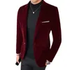 Męskie garnitury Blazers 5xl Autum Velvet Wedding Dress Płaszcz Blazer Jacket Fashion Casual Ruit Costume Business Homme 230203