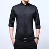 Men's Casual Shirts Men's Long Sleeve Shirt Men French Cufflinks Male Brand Solid Color White Blue Navy Slim Fit Cuff Dress