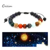 P￤rlstr￤ngar ￥tta planeter p￤rlarmband m￤n natursten universum sol yoga chakra f￶r smycken grossist droppleverans armband otwuu