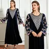 Vestidos casuales Estilo retro Damas Elegantes Mujeres Vestido de manga larga Manga Costura Bordado Decoración Jacquard Banquete Abaya