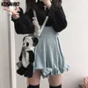 Frauen Shorts KOSAHIKI Japanische Kawaii Strap Frauen Cord Rüschen Feste Kurze 2023 Nette Lolita Overalls Aufgaben Para Mujer Y2302