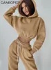 Women's Two Piece Pants Autumn Winter Tracksuits Hooded Sweatshirt Suits For Women Fleece Hoodies Pullovers Hoodie and 2 Set Sweatpants 230203