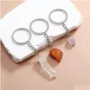 Keychains Lanyards Irregar Ore Crystal Opal Natural Stone Nyckelringar Rough Gem Charms Healing Keyrings For Women Men Drop D DHGARDEN DHB7I