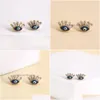 Stud Fashion Jewelry Turkish Retro Evil Eye Earrings For Women Zircon Eyelash Blue Eyes Drop Delivery Dhoyn