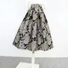 Skirts 2023 Spring Fall Women High Waisted Dobby Floral Ball Gown Skirt Woman Clothes Vintage Flower Jacquard