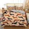 Set di biancheria da letto Homesky Cartoon Bassotto Set Copripiumino per cani con salsiccia carina Biancheria da letto trapunta stampata per animali domesticiBiancheria da letto