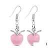 Charm Doux Rose Opale Pierre Apple Forme Boucles D'oreilles Pour Femmes Fille Belle Mignonne De Mode Boucles D'oreilles Bijoux Amant Cadeaux Drop D Otqdv