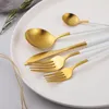 Servis uppsättningar av bestick 20st sked gaffel kniv matt vita guld rostfritt stål västerländskt bordsresor resor plattvaror droppe