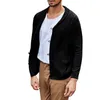 Herrtröjor stor hög tröja färg solid kappa lapel stickad cardigan enkelbröst mens gulmens