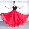 Röcke TingYiLi Spitzensaum Lang Maxi Damen Frühling Sommer Big Swing Tanzrock Urlaub Strand Retro Rot Grün Schwarz Chiffon